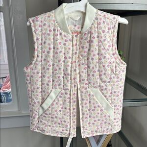 Only worn once! Cat & Jack Floral Quilted Vest with Pink and Purple